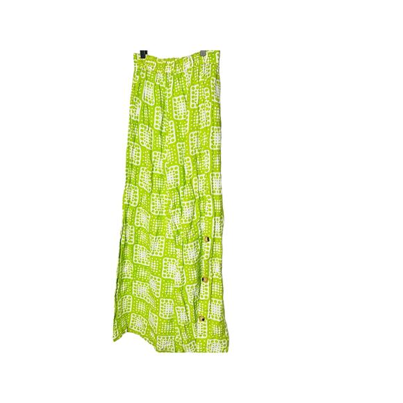 THE ODELLS Neon Green Tropical Linen Blend Loose Wide Leg Anna Pant Size Small - Picture 6 of 14